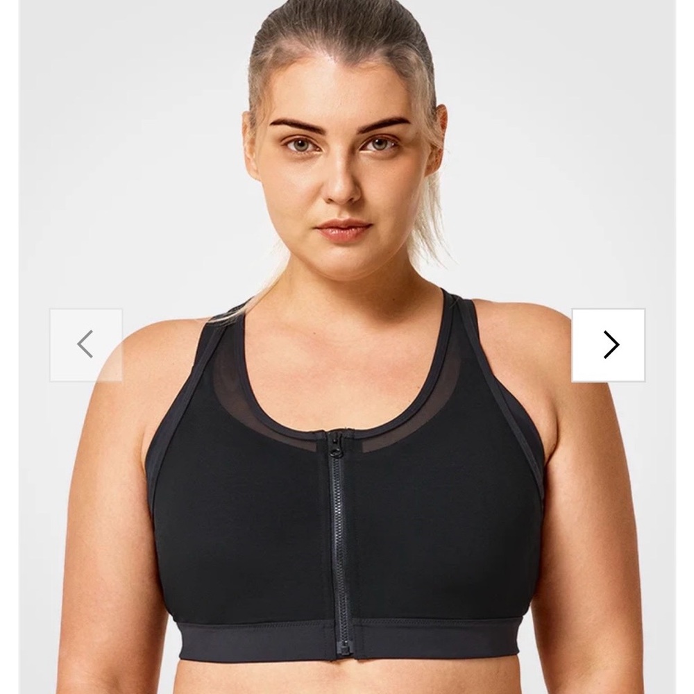 Front-Zip Black High-Support Sports Bra